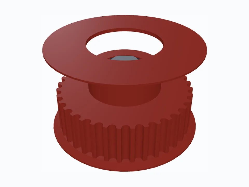 An HTD 5M pulley with a half-inch hex bore on its hex shaft