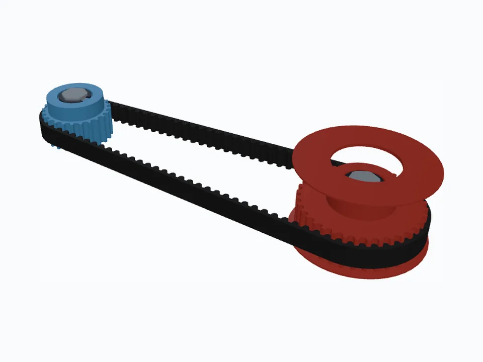 FRC HTD 5M 24T & 36T, ½" Rounded Hex: the drive with its belt