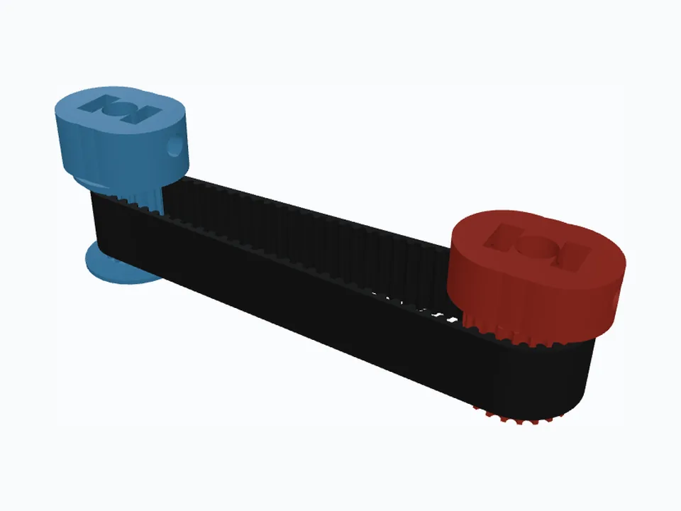 GT2 16T & 24T, Zero-Backlash Fit — 3D view