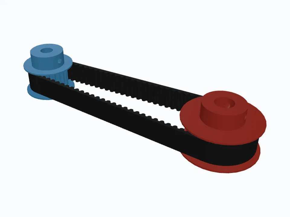 GT3 20T & 30T, Flanges Printed in Place: the drive with its belt