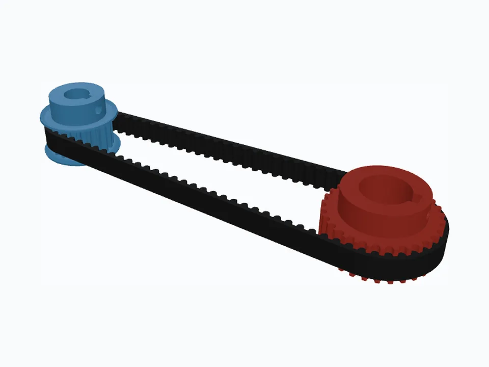 HTD 5M 20T & 30T, ISO Keyways & Metal Flanges: the drive with its belt
